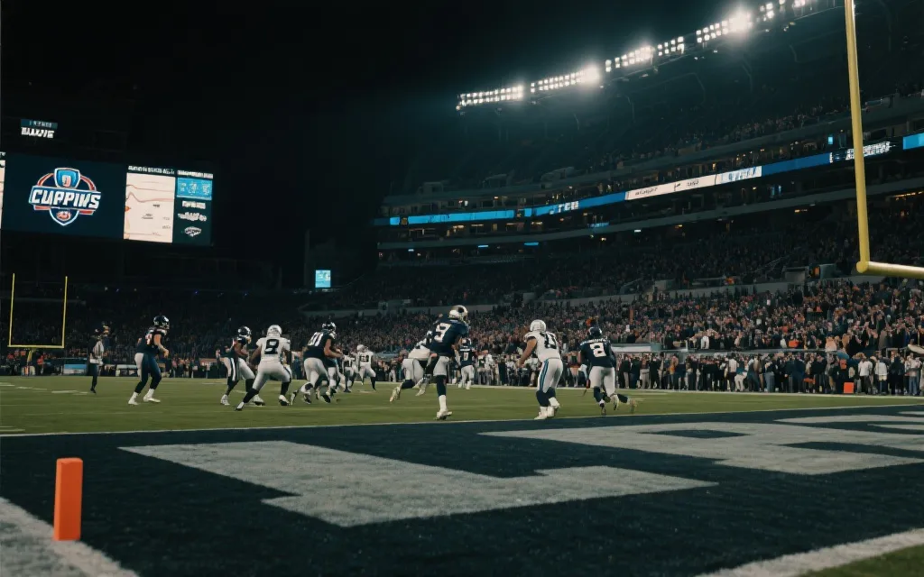 足球预选赛关键战的紧张氛围：球迷与球员在灯光下的对峙